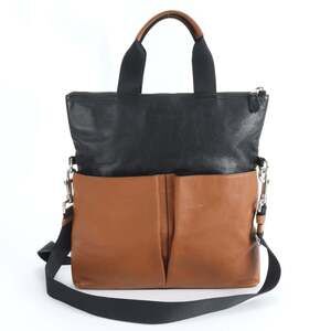 Coach leather shoulder bag, messenger and tote bag in two-tone for men